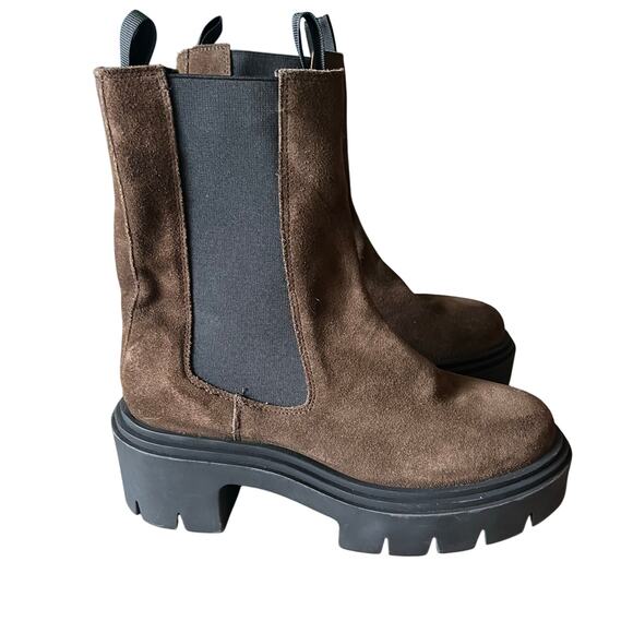 Steve Madden Wisteria Platform Lug Boot Women's 8 Brown Leather Suede Chunky - Picture 5 of 11